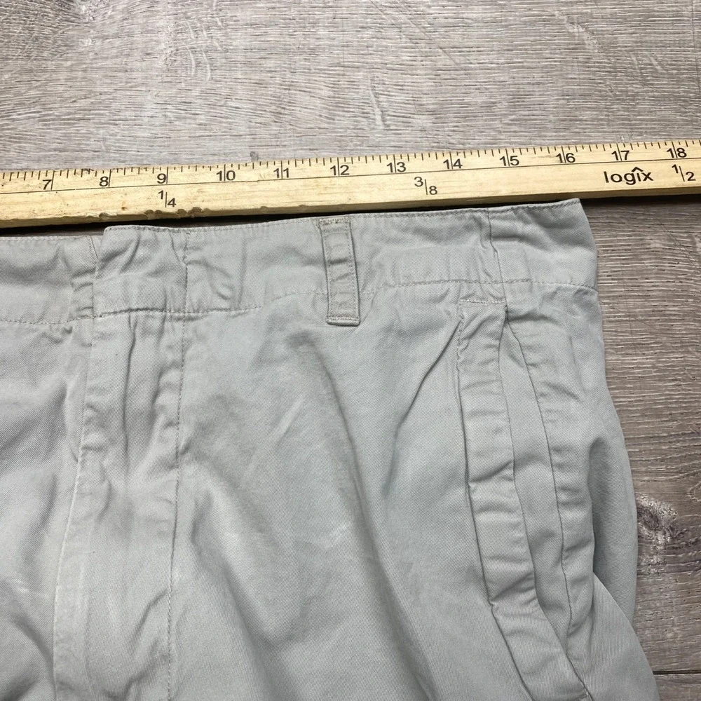 Banana Republic Mens 33R Wide Leg Cargo Pants Cotton Khaki Gray Zipper Y2K Baggy